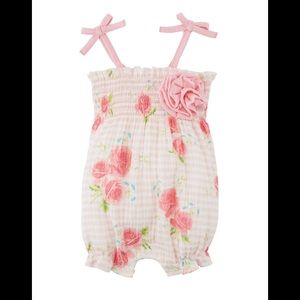 NWT MudPie Stripe Rose Baby Bubble Bodysuit